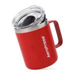 AeroPress Travel Coffee Mug with Handle, Double-Wall Vacuum Insulated Stainless Steel with Splash-Resistant Slider Lid, Compatible for Hot or Cold Drinks, Dishwasher Safe, 12 oz, Red