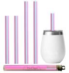 HotSips Reusable Straws + Travel Case – Safe for Coffee, Tea & All Beverages – Soft Yet Rigid BPA-Free – Oval Lip-Friendly Design – 2 Small & 2 Medium for 8–20 oz Cups – Made in USA