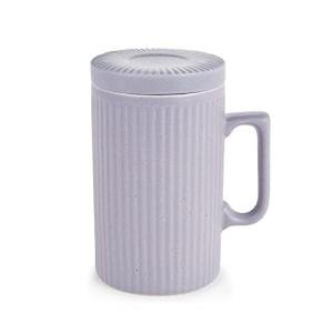 Dostende Coffee Mug with Lid, 16oz Coffee mug and Tea cup with Coaster - Suitable for Dishwasher and Microwave (Purple)