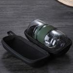OKUMEYR Portable Travel Tea Set with Hard Shell Case High Borosilicate Glass Teapot and Teacups for Tea Lovers The Go for Brewing Various Teas Green