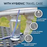 HotSips Reusable Straws + Travel Case – Safe for Coffee, Tea & All Beverages – Soft Yet Rigid BPA-Free – Oval Lip-Friendly Design – 2 Small & 2 Medium for 8–20 oz Cups – Made in USA