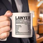 Law Lawyer Gifts Coffee Cup 11 Oz, Lawyer Attorney Nutritional Facts Funny Coffee Mug Inspirational And Motivational for Scales of Justice Paralegal Law Lawyer Attorney.