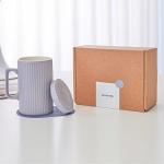 Dostende Coffee Mug with Lid, 16oz Coffee mug and Tea cup with Coaster - Suitable for Dishwasher and Microwave (Purple)