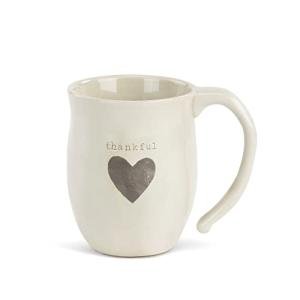 Thankful Heart Cream Inspirational 16 ounce Ceramic Stoneware Coffee Mug