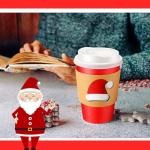 Ziliny 200 12 oz Christmas Cups with Lids and Coffee Cup Sleeves Bulk Red Green Disposable Christmas Paper Coffee Cups for Beverage Chocolate Tea Cocoa Xmas Holiday Table Decorations Party Favors