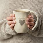 Thankful Heart Cream Inspirational 16 ounce Ceramic Stoneware Coffee Mug