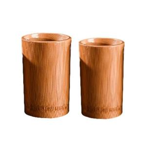 Zaoalife 2pcs Natural Bamboo Beer Juice Mug Reusable Wooden Tea Coffee Wine Camping Travel Coffee Mugs