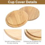 uXcell 4-Piece Bamboo Cup Lids - 3.58 Inch, Sealed Drink and Tea/Glass/Coffee Mug Covers