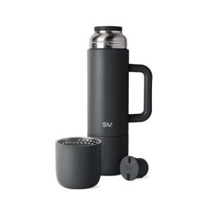 Simple Modern 36oz Insulated Hot Beverage Bottle with 2 Mugs | Travel Coffee Thermos for Hot Drinks | Twist and Pour Top | Commute, Travel, and Picnic Friendly | Roam Collection | Graphite