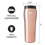 Mighty Mug | The Untippable Mug | Grips When Hit, Lifts for Sips | Insulated Stainless Steel Tumbler | Cupholder Friendly | Gifts for Women Men All | Leakproof | 6 Hour Hot / 24 Cold | 16oz | RoseGold