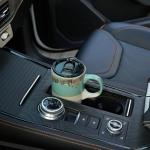 Bosmarlin Ceramic Travel Coffeel Mug with Handle and Lid, 18 oz, Portable Coffee Cup for Car Cup Holder, Microwave and Dishwasher Safe, Reactive Glaze (Green)