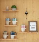 Bosmarlin Ceramic Travel Coffeel Mug with Handle and Lid, 18 oz, Portable Coffee Cup for Car Cup Holder, Microwave and Dishwasher Safe, Reactive Glaze (Green)