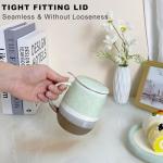 YumKubis 13.5 OZ Reactive Glaze Tea Infuser Cup, Loose Leaf Tea Cup with strainer and lid, Porcelain Mug with Infuser Basket for Microwave & Dishwasher Safe, Green