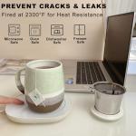 YumKubis 13.5 OZ Reactive Glaze Tea Infuser Cup, Loose Leaf Tea Cup with strainer and lid, Porcelain Mug with Infuser Basket for Microwave & Dishwasher Safe, Green