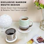 YumKubis 13.5 OZ Reactive Glaze Tea Infuser Cup, Loose Leaf Tea Cup with strainer and lid, Porcelain Mug with Infuser Basket for Microwave & Dishwasher Safe, Green