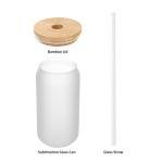 PYD Life 8 Pack Sublimation Glass Cans Blanks Frosted Bulk18 OZ with Bamboo Lid and Clear Glass Straw Beer Cans Wide Mouth Jar Tumbler Cups Mugs for Iced Coffee,Juice,Soda,Drinks,Beer