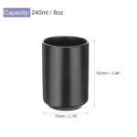 HARFINGTON Japanese Ceramic Tea Cups 8oz / 240ml Simple Solid Color No Handle Ceramic Tea Mugs Matte Glazed Cylindrical Cup for Matcha Tea Wine Black Tea Coffee Drinks, Black