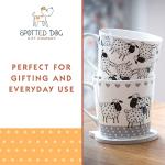 SPOTTED DOG GIFT COMPANY Sheep Mug Set of 4, Farm Coffee Mugs, Black and White Animal Themed Ceramic Tea Cups, Microwave Dishwasher Safe, Cute Kitchen Gifts for Sheep Lovers Owners - 13oz