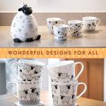 SPOTTED DOG GIFT COMPANY Sheep Mug Set of 4, Farm Coffee Mugs, Black and White Animal Themed Ceramic Tea Cups, Microwave Dishwasher Safe, Cute Kitchen Gifts for Sheep Lovers Owners - 13oz