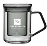 Pure And Easy Tea, Glass Tea Infuser Mug with Lid - Modern Borosilicate Filter Steeping Cup, Plastic-Free, Purest Brew for Loose Leaf Lovers, 400 mL/13.5 oz