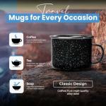 Toughty Enamel Camping Mug – Retro Vintage Campfire Tin Cup, Rustic Backpacking Mug for Hiking, Coffee, Farmhouse, Diner, Hot Drinks, Tinware, and Backpacking Gear – Set of 2 – Black – 16 Oz