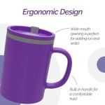 Copco Iconic 16oz Double Wall Insulated Desk Mug with Lid & Handle, Set of 2, BPA-Free Reusable Plastic, Spill-Proof, Microwave & Dishwasher Safe, Wide Mouth, Cup Holder Friendly (Purple/Light Purple)