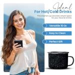 Toughty Enamel Camping Mug – Retro Vintage Campfire Tin Cup, Rustic Backpacking Mug for Hiking, Coffee, Farmhouse, Diner, Hot Drinks, Tinware, and Backpacking Gear – Set of 2 – Black – 16 Oz