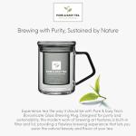 Pure And Easy Tea, Glass Tea Infuser Mug with Lid - Modern Borosilicate Filter Steeping Cup, Plastic-Free, Purest Brew for Loose Leaf Lovers, 400 mL/13.5 oz