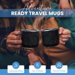 Toughty Enamel Camping Mug – Retro Vintage Campfire Tin Cup, Rustic Backpacking Mug for Hiking, Coffee, Farmhouse, Diner, Hot Drinks, Tinware, and Backpacking Gear – Set of 2 – Black – 16 Oz