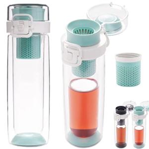 Mosi Portable Tea Infuser Bottle Loose Leaf Tea - Award Winning Design - Travel Tea Infuser Tumbler with Leak Proof Lid - Double Wall Insulated Tea Thermos - Tea Travel Accessories - Mint