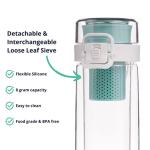 Mosi Portable Tea Infuser Bottle Loose Leaf Tea - Award Winning Design - Travel Tea Infuser Tumbler with Leak Proof Lid - Double Wall Insulated Tea Thermos - Tea Travel Accessories - Mint