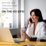 The Crafted Cuisine Glass Tumbler with Straw and Lid 22oz (pack of 2) - Clear Iced Coffee Cup w/Vintage Design, Dishwasher Safe Cups - Versatile Glass Coffee Tumbler for Smoothie Water & More