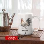 Customized Name Rooster Coffee Mug, Cup Gift For Men, Personalized Rooster Accent Cup, Unique Chicken Ceramic Mug, Custom Animal Themed Cup 11oz 15oz, Chicken Lovers Mug Gift