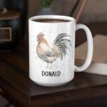 Customized Name Rooster Coffee Mug, Cup Gift For Men, Personalized Rooster Accent Cup, Unique Chicken Ceramic Mug, Custom Animal Themed Cup 11oz 15oz, Chicken Lovers Mug Gift