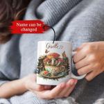 Custom Accent Cup with Whimsical Mushroom Teacup, Personalized Name Coffee Mug 11oz 15oz, Mushrooms and Butterfly Coffee Cup, Fantasy Nature Inspired Ceramic Mug, Gifts for Women