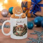 Custom Accent Cup with Whimsical Mushroom Teacup, Personalized Name Coffee Mug 11oz 15oz, Mushrooms and Butterfly Coffee Cup, Fantasy Nature Inspired Ceramic Mug, Gifts for Women