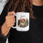 Custom Accent Cup with Whimsical Mushroom Teacup, Personalized Name Coffee Mug 11oz 15oz, Mushrooms and Butterfly Coffee Cup, Fantasy Nature Inspired Ceramic Mug, Gifts for Women