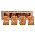 Verve CULTURE Hand Blown Drinking Glasses Set of 4 Orange Swirl Water Glasses | Authentic Mexican Glassware | 13 oz Capacity