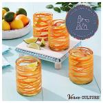 Verve CULTURE Hand Blown Drinking Glasses Set of 4 Orange Swirl Water Glasses | Authentic Mexican Glassware | 13 oz Capacity
