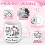 Skylety Christian Gifts Friendship Gifts for Women Friends, A Sweet Friendship Refreshes the Soul Christian Floral Ceramic Coffee Mug Cosmetic Bag for Women Friends Bestie