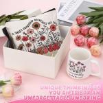 Skylety Christian Gifts Friendship Gifts for Women Friends, A Sweet Friendship Refreshes the Soul Christian Floral Ceramic Coffee Mug Cosmetic Bag for Women Friends Bestie