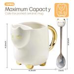 Yuwu 17oz Cat Mug with Tea Bag Holder & Spoon – Cute Ceramic kitty Coffee Cup Gift for Cat Lovers, Women, Girls – Tea Mug for Birthday, Christmas, Valentine’s Day (white)
