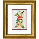 Dimensions 70-65171 Gold Collection Stacked Tea Cups Advanced Counted Cross Stitch Kit, 18 Count White Aida, 7" x 5"