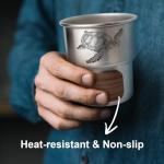 Jutasty Funny Stainless Steel Outdoor Adventurers Cup, Camping Hiking Backpacking Cup, Portable Camping Travel Coffee Cup Mug for Early Morning Coffee Cold Beverages, Animal Theme Turtle, 9.5oz(280ml)