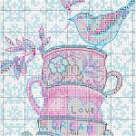 Dimensions 70-65171 Gold Collection Stacked Tea Cups Advanced Counted Cross Stitch Kit, 18 Count White Aida, 7" x 5"