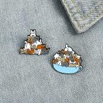 WEISHA Brooches Pin 1PC A Cup of Cats Enamel Pin Cat Coffee Cup Mug Brooches Lapel Pin Cartoon Animal Kitten Badge Backpack Decor Jewelry(B)