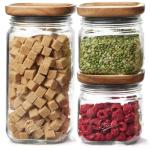 Ball Stack & Store Glass Mason Jars with Wooden Lid, Used for Pantry, Cookies, Flour, Cereal, Rice, Sugar, Tea, Coffee Beans, Spices, Square, 15.6-Cup (Pack of 2)