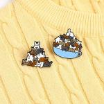 WEISHA Brooches Pin 1PC A Cup of Cats Enamel Pin Cat Coffee Cup Mug Brooches Lapel Pin Cartoon Animal Kitten Badge Backpack Decor Jewelry(B)
