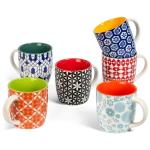 Annovero Small Coffee Cups - 11.7 Oz Capacity - Porcelain Kitchen Mugs for Tea, Latte, Cappuccino, or Hot Cocoa - Set of 6