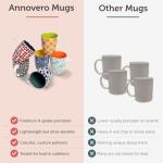 Annovero Small Coffee Cups - 11.7 Oz Capacity - Porcelain Kitchen Mugs for Tea, Latte, Cappuccino, or Hot Cocoa - Set of 6